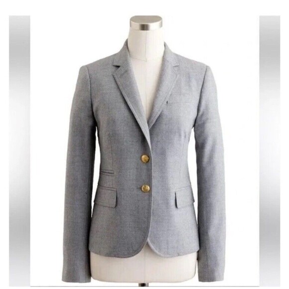 J. Crew Schoolboy Blazer Grey Wool Business Casual Academia Preppy Jacket Size 4 - Picture 12 of 12